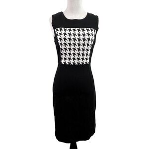 KENNETH COLE Black and White Houndstooth Dress